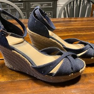 Christian Siriano Navy Wedges